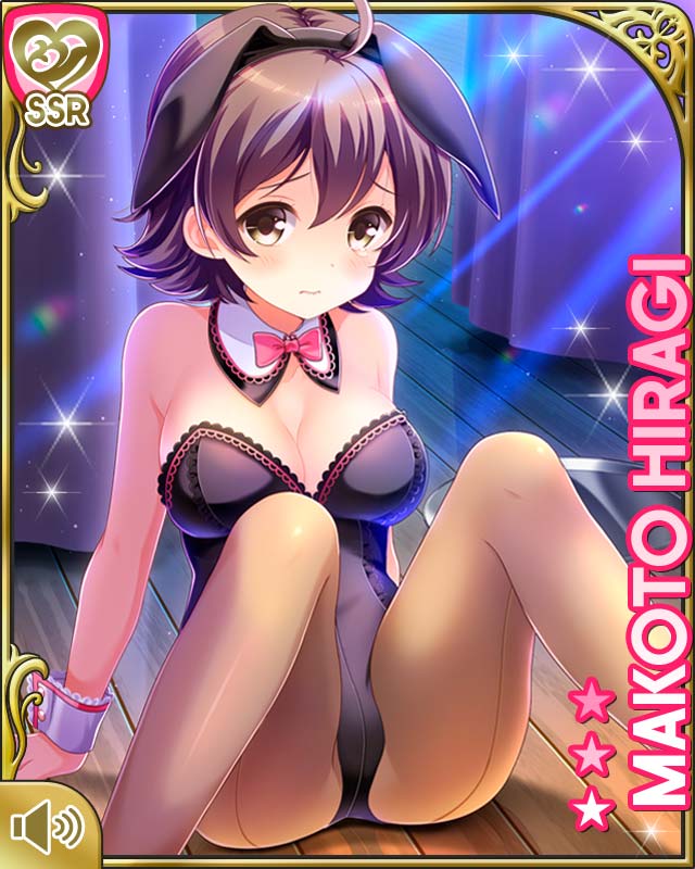 1girl, ahoge, animal_ears, black_leotard, bow, bowtie, brown_eyes, brown_hair