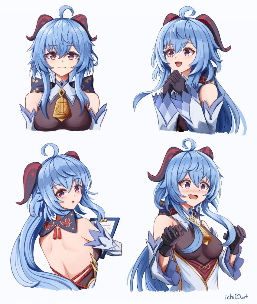 1girl, ahoge, artist_name, back, backless_outfit, bare_shoulders, blush, bow