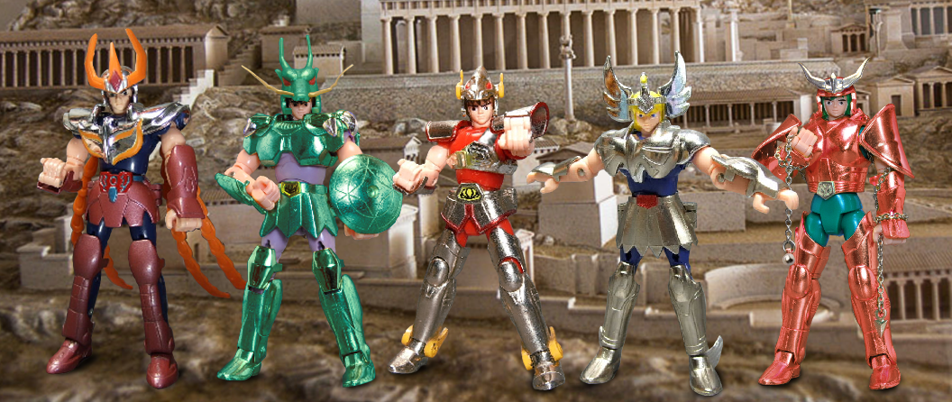 action_figure, andromeda_shun, armor, bandai, bronze_saint, cygnus_hyouga, dragon_shiryuu, figure