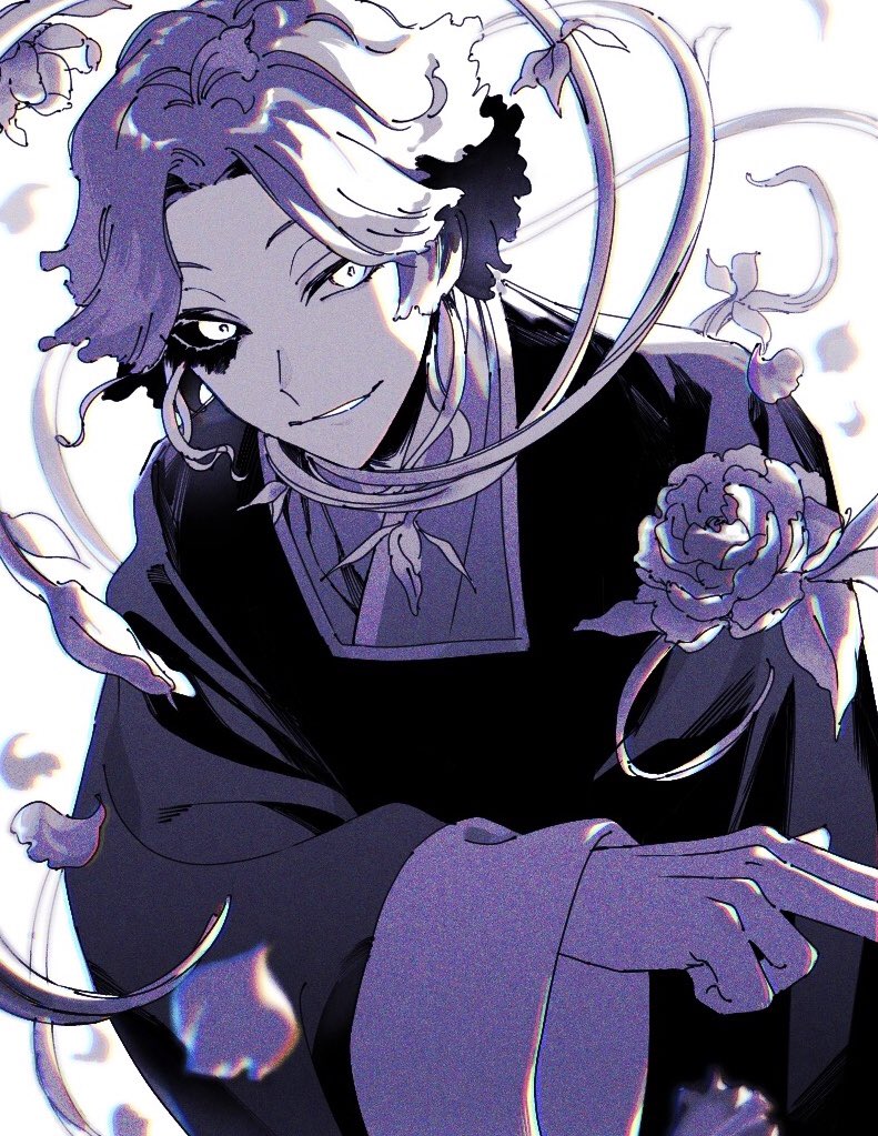 1other, ai_jgkrk, eyebrows, film_grain, flower, forehead, glowing, glowing_eyes