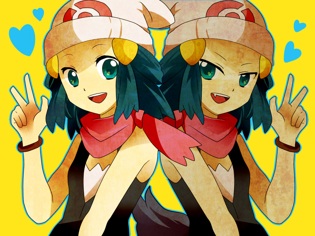 2girls, bare_shoulders, blue_eyes, blue_hair, breasts, cosplay, dawn_(pokemon), dawn_(pokemon)_(cosplay)