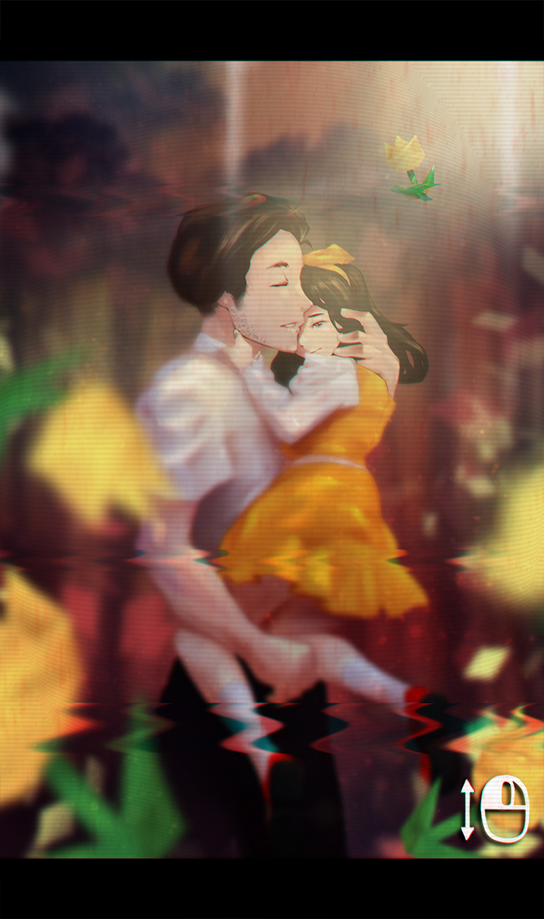 1boy, 1girl, black_hair, black_pants, blurry, bow, child, closed_eyes