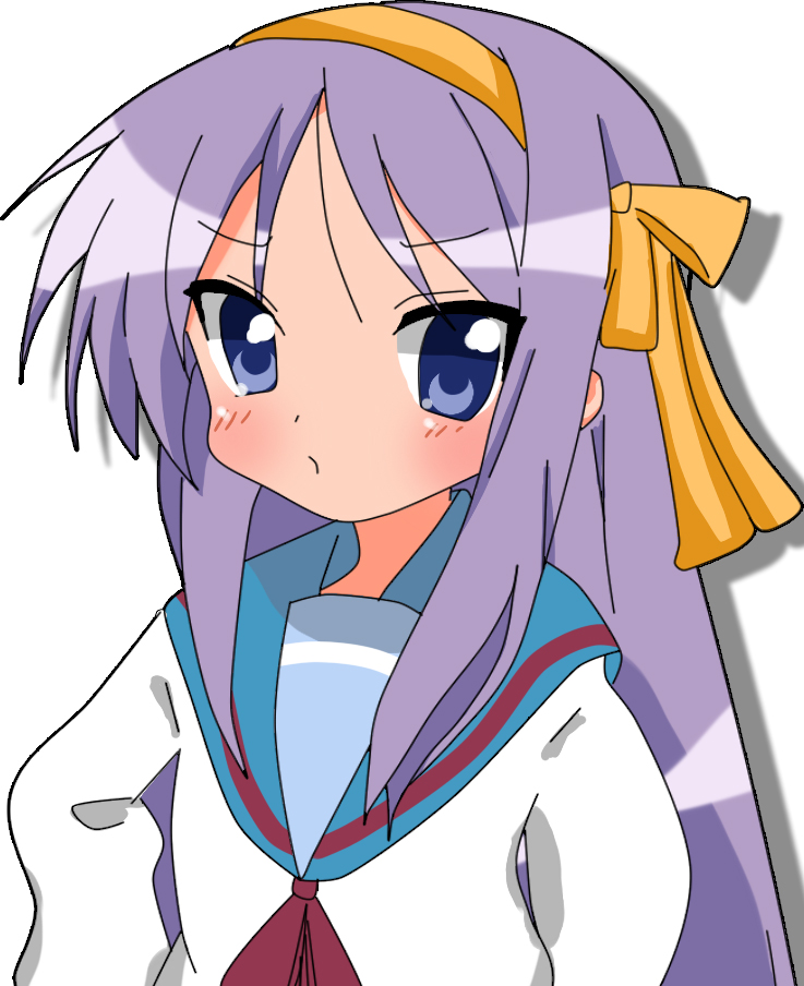 1girl, blue_eyes, cosplay, female_focus, hairband, hiiragi_kagami, long_hair, lucky_star