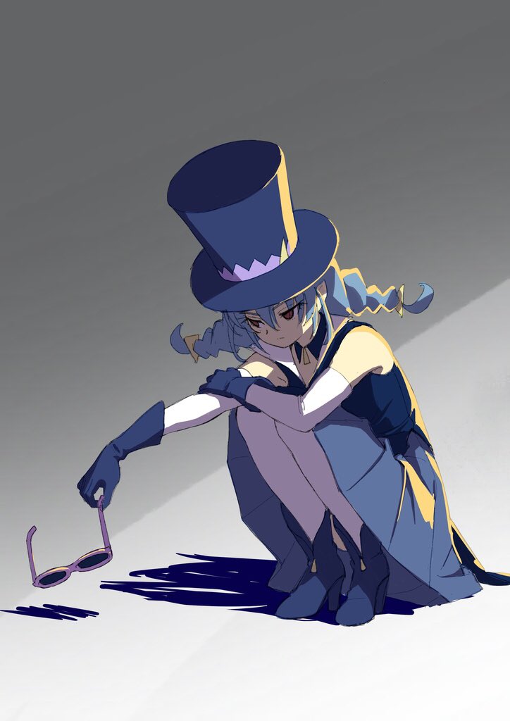 1girl, animal_ears, blue_boots, blue_cat_(precure), blue_collar, blue_gloves, blue_hair, blue_hat