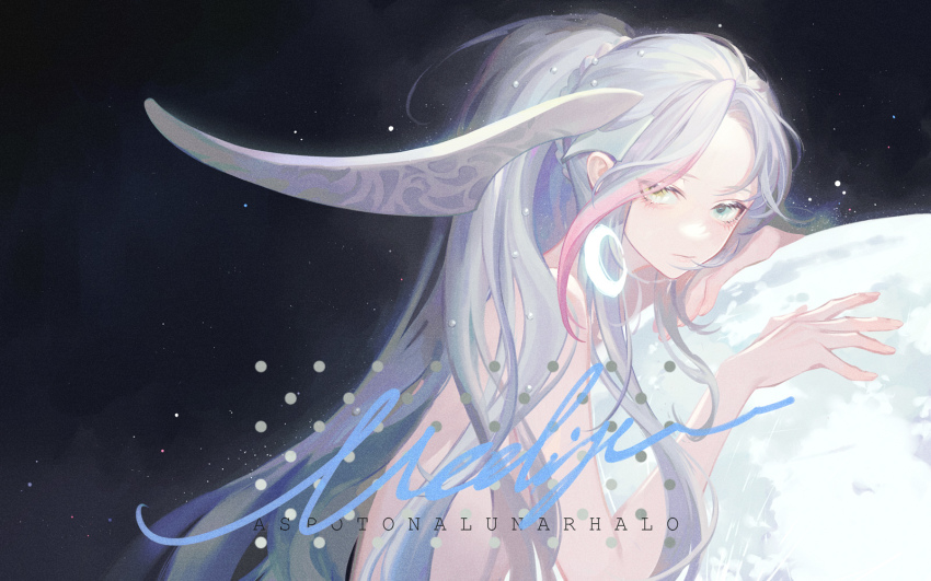 1girl, bare_shoulders, blue_eyes, dadonikaaaaaaaaaaa, expressionless, eyeshadow, forever_7th_capital, from_side