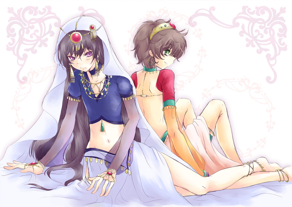 00s, 2boys, bad_id, bad_pixiv_id, black_hair, brown_hair, code_geass, crossdressing