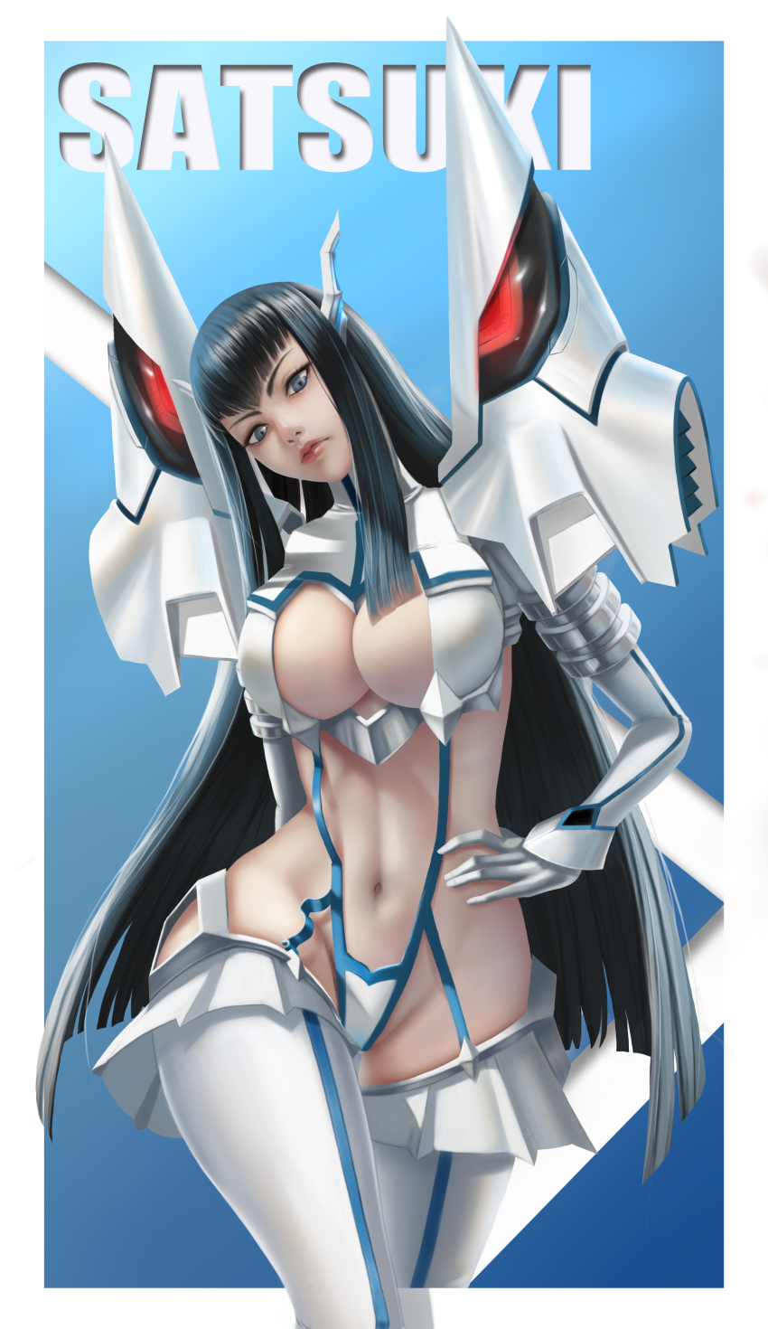 1girl, absurdres, bad_id, bad_pixiv_id, black_hair, blue_eyes, border, breasts