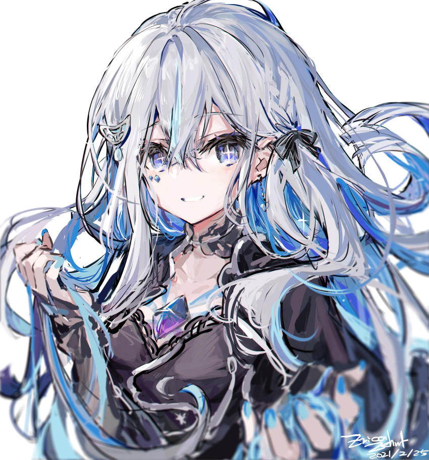 +_+, 1girl, absurdres, another_project, artist_name, blue_eyes, blue_hair, breasts