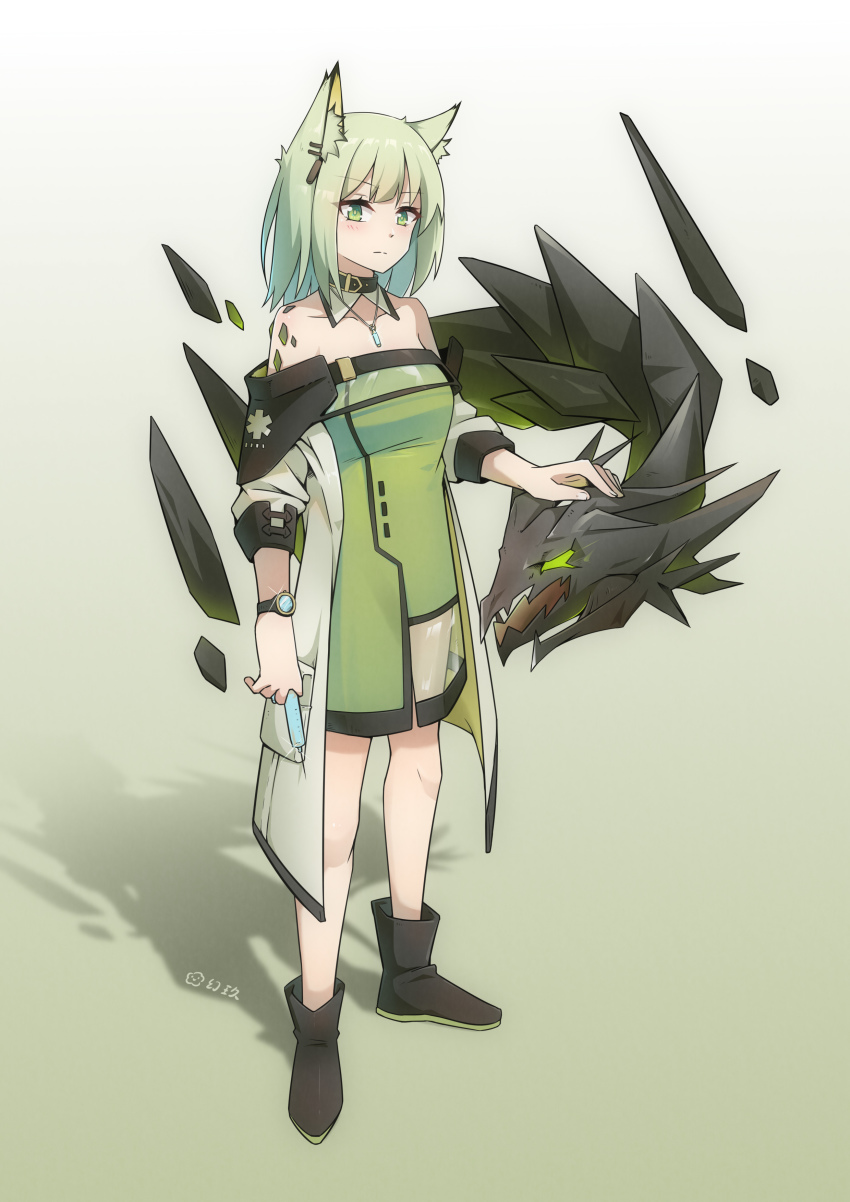 1girl, 1other, absurdres, amulet, animal_ear_fluff, animal_ears, arknights, artist_name