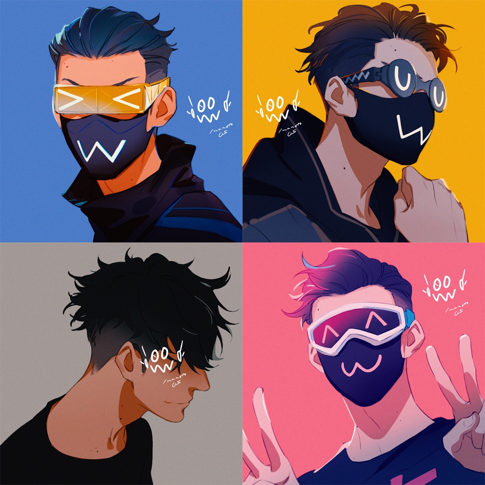 >_<, 1boy, :3, alternate_costume, apex_legends, black_hair, double_v, fast_fashion_octane