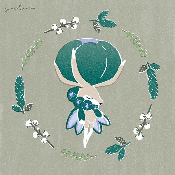 arm_at_side, calyrex, closed_eyes, commentary, full_body, gatao, gen_8_pokemon, legendary_pokemon