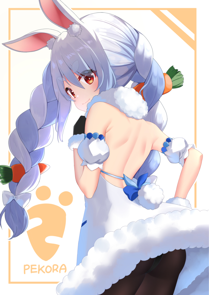 >:), 1girl, animal_ear_fluff, animal_ears, ass, back, backless_coat, backless_leotard