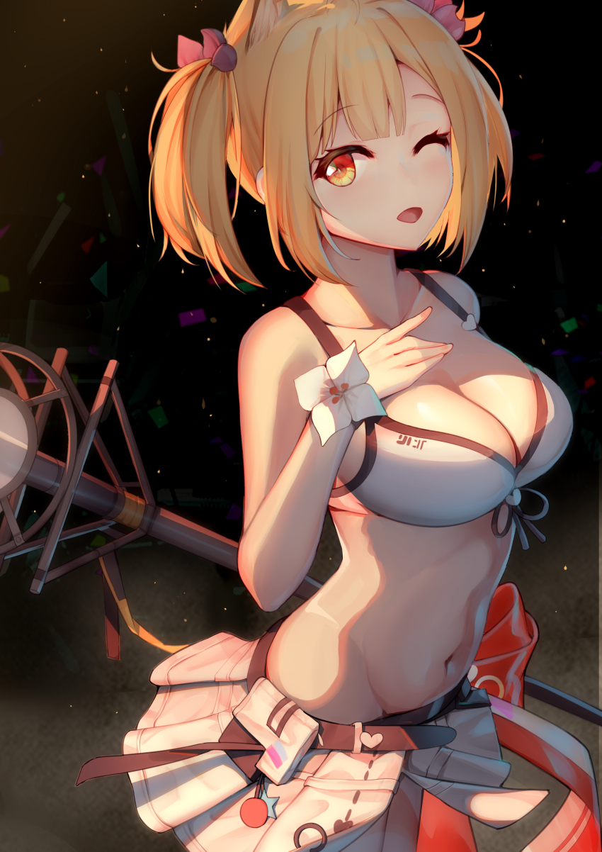 1girl, absurdres, animal_ears, arknights, bad_id, bad_pixiv_id, bare_arms, bare_shoulders
