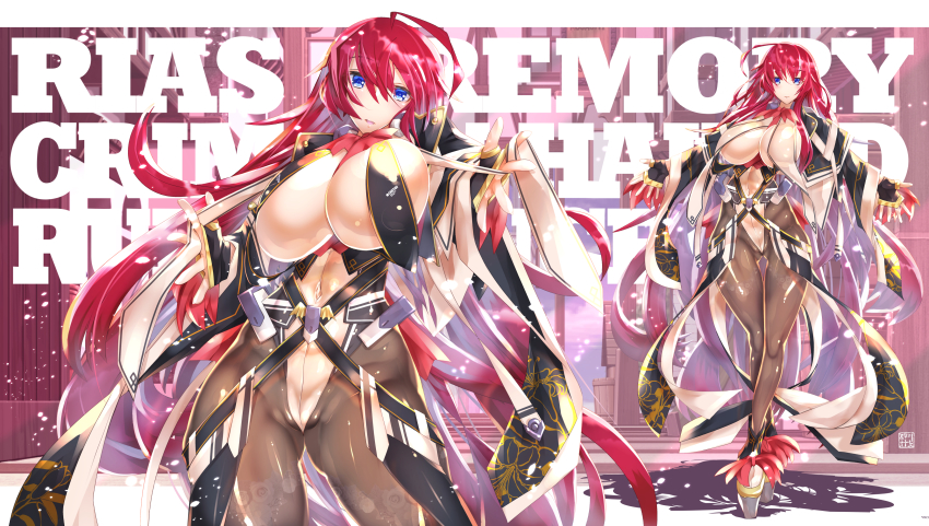 1girl, absurdres, ahoge, blue_eyes, bodysuit, breasts, commission, covered_navel