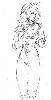 1girl, blazing_star, concept_art, female_focus, lowres, monochrome, neo_geo, snk
