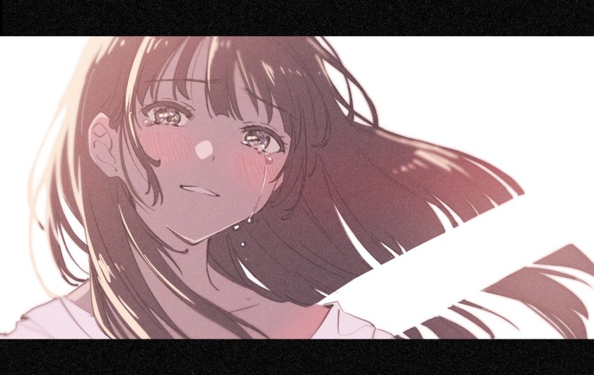 1girl, black_hair, blush, brown_eyes, collarbone, crying, crying_with_eyes_open, highres