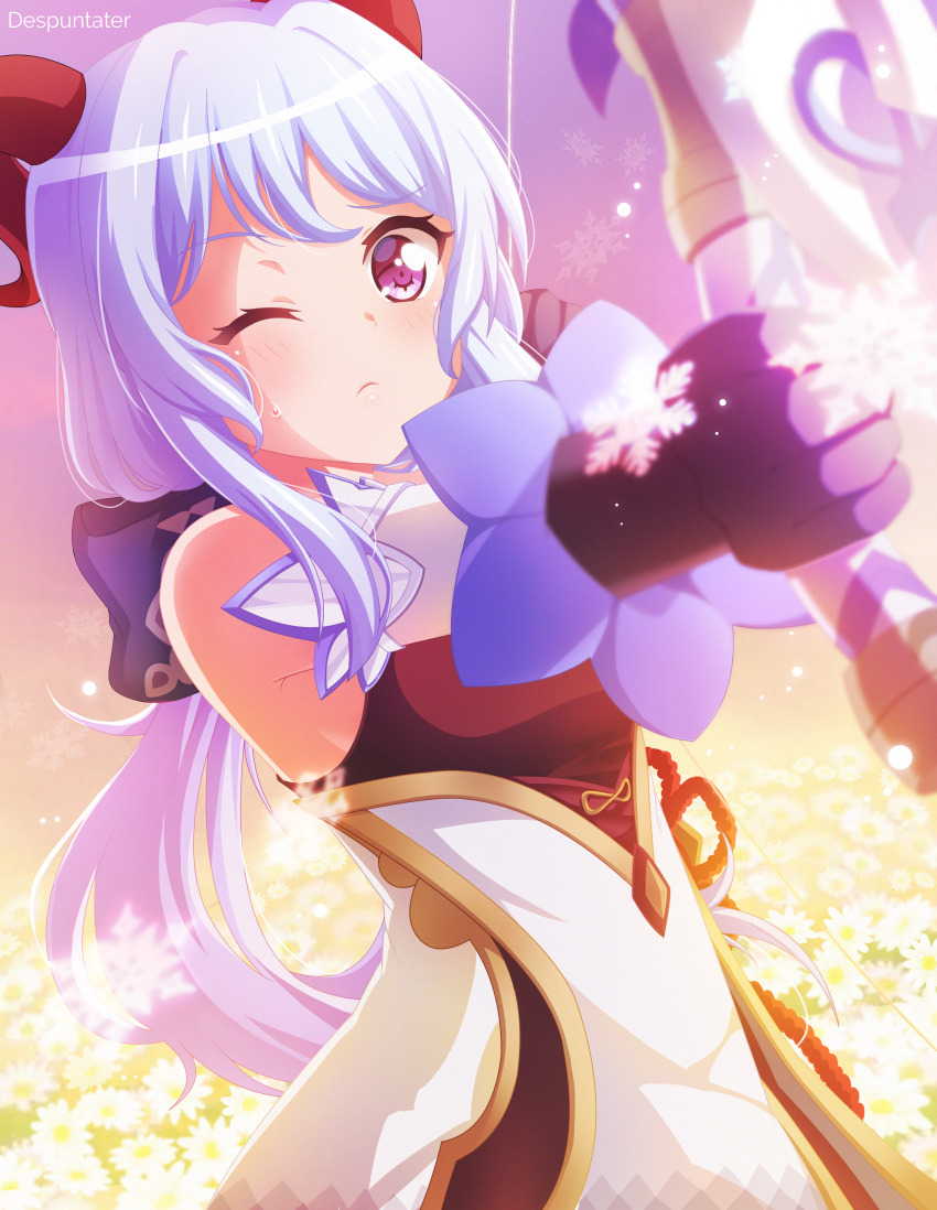 1girl, ;(, absurdres, aiming, artist_name, bang_dream!, bang_dream!_girls_band_party!, bare_shoulders