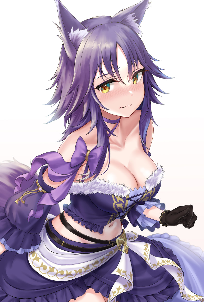 1girl, absurdres, animal_ear_fluff, animal_ears, black_gloves, blush, breasts, choker