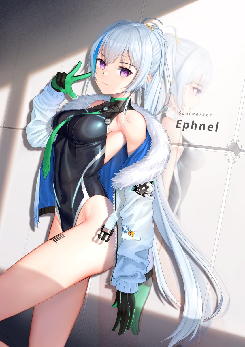 1girl, absurdres, armpits, barcode, barcode_tattoo, bare_shoulders, between_breasts, black_leotard