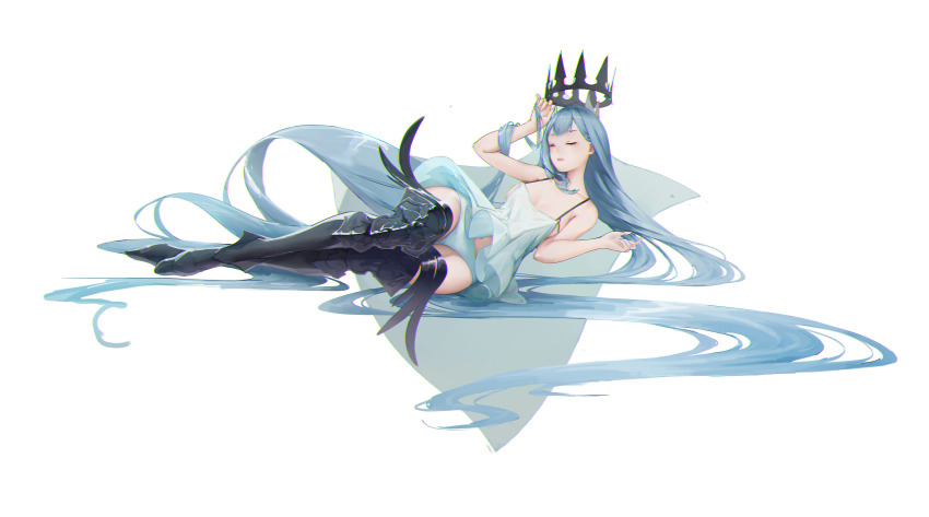 1girl, absurdly_long_hair, absurdres, armored_boots, azur_lane, bare_shoulders, black_boots, blue_hair