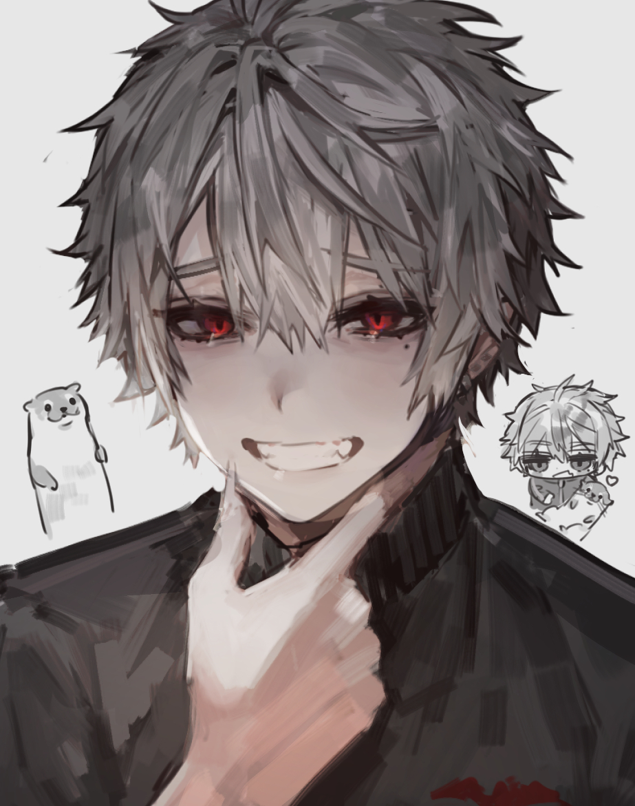 1boy, agenasumiso51, ahoge, animal, bad_id, bad_twitter_id, blush, blush_stickers