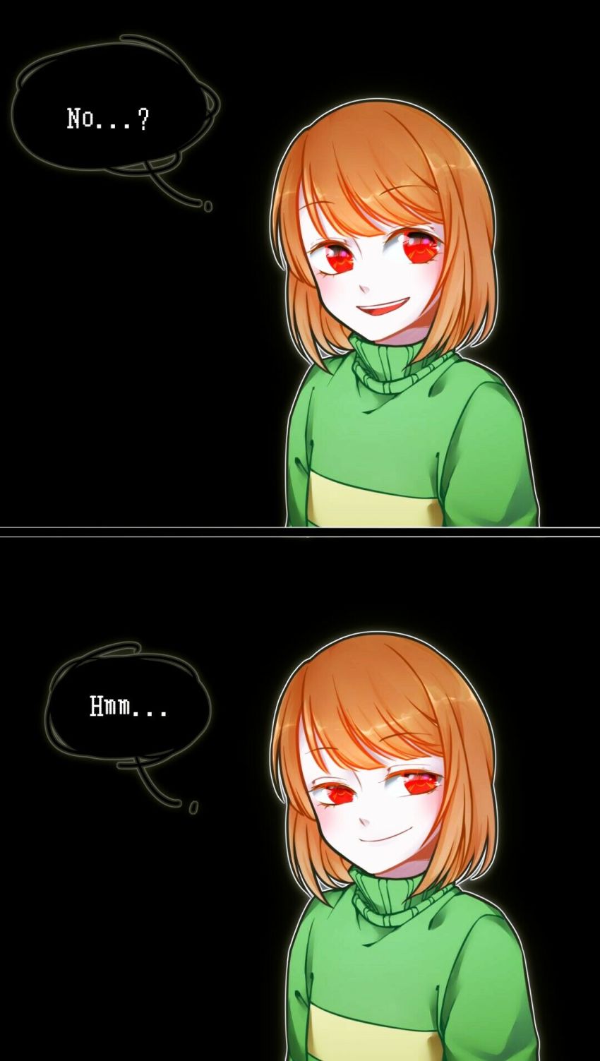 1other, black_background, blind_bridy, chara_(undertale), commentary_request, dark_background, english_text, eyelashes