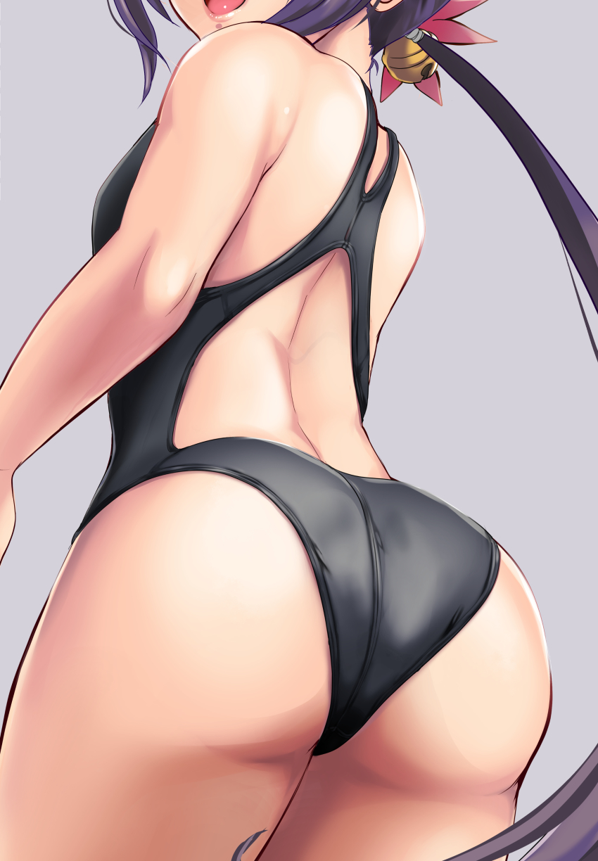 1girl, absurdres, akebono_(kancolle), ass, ass_focus, bare_back, bare_shoulders, bell