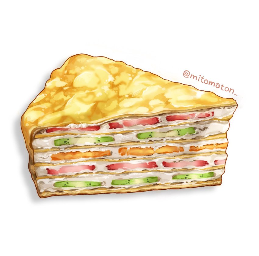 artist_name, cream, crepe_cake, food, food_focus, food_request, fruit, highres