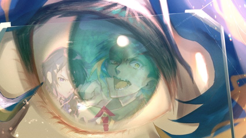 3boys, asagiri0700, astel_leda, black_hair, black_hairband, black_jacket, black_nails, blonde_hair