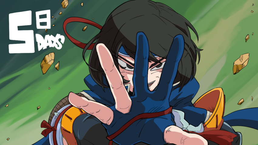 1girl, anime_coloring, armor, black_eyes, black_hair, breasts, cleavage, earrings