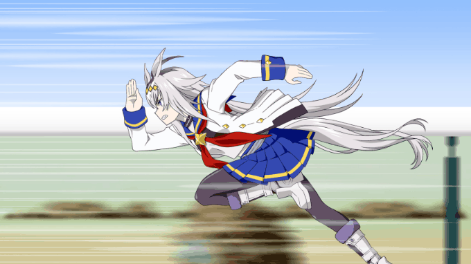 1girl, ahoge, animal_ears, animated, animated_gif, blue_eyes, horse_ears, horse_girl