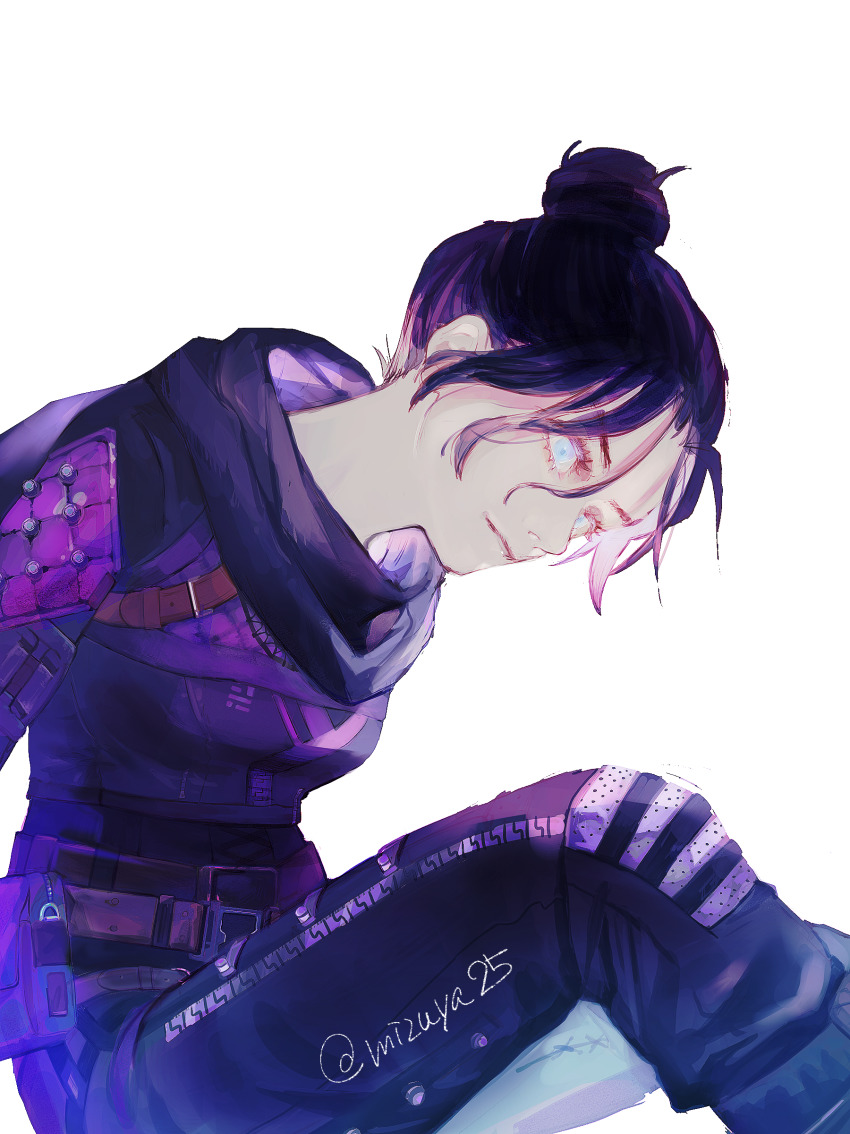 1girl, absurdres, animification, apex_legends, artist_name, belt, black_bodysuit, black_scarf