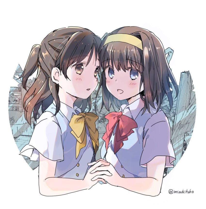 2girls, gekidol, kagami_airi, morino_seria, multiple_girls, smile, yuri