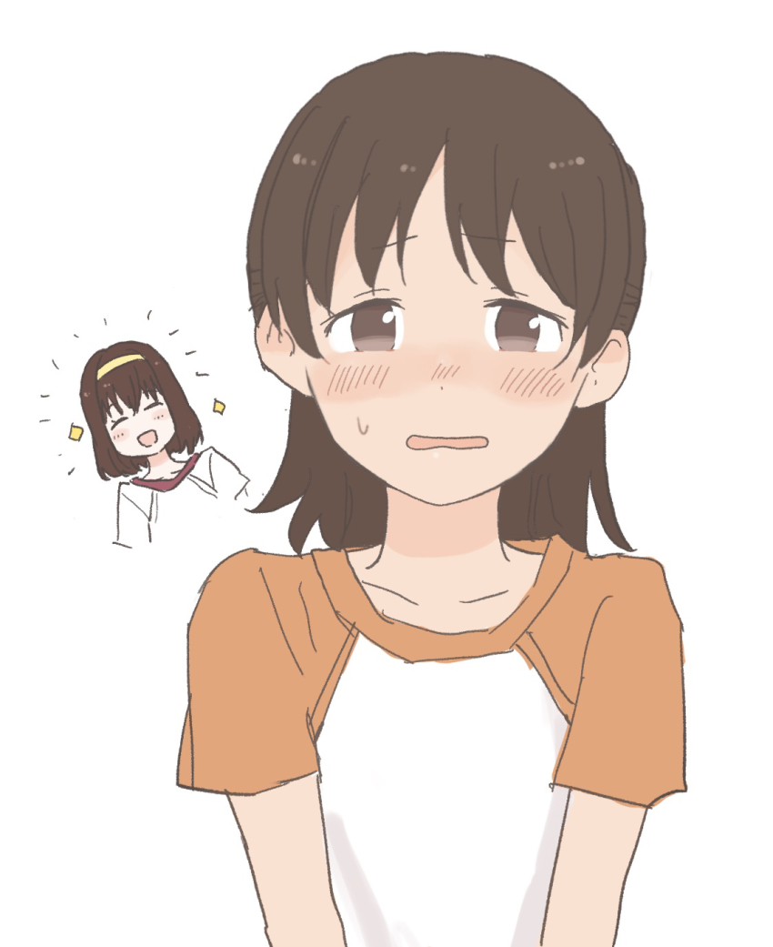 2girls, blush, gekidol, highres, kagami_airi, morino_seria, multiple_girls, tagme