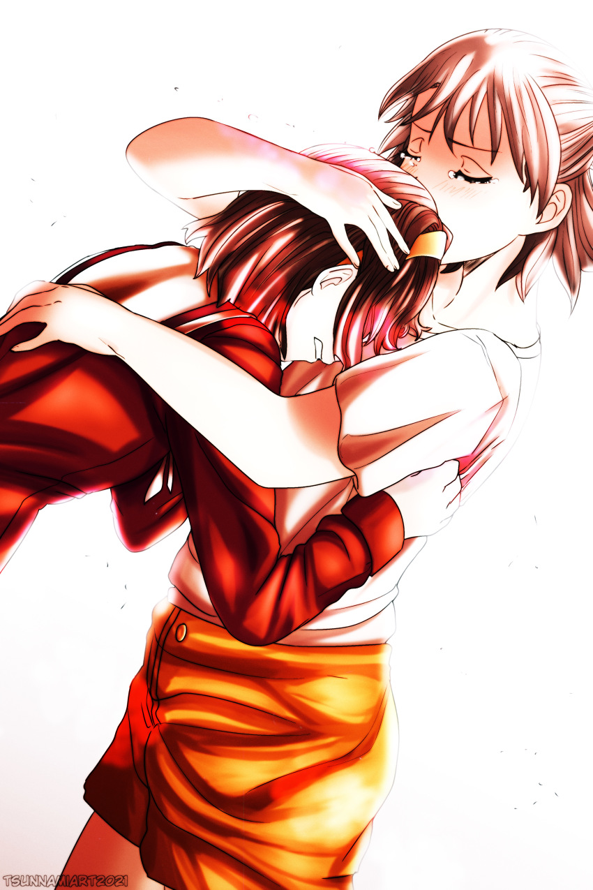 2girls, absurdres, crying, gekidol, highres, hug, kagami_airi, morino_seria