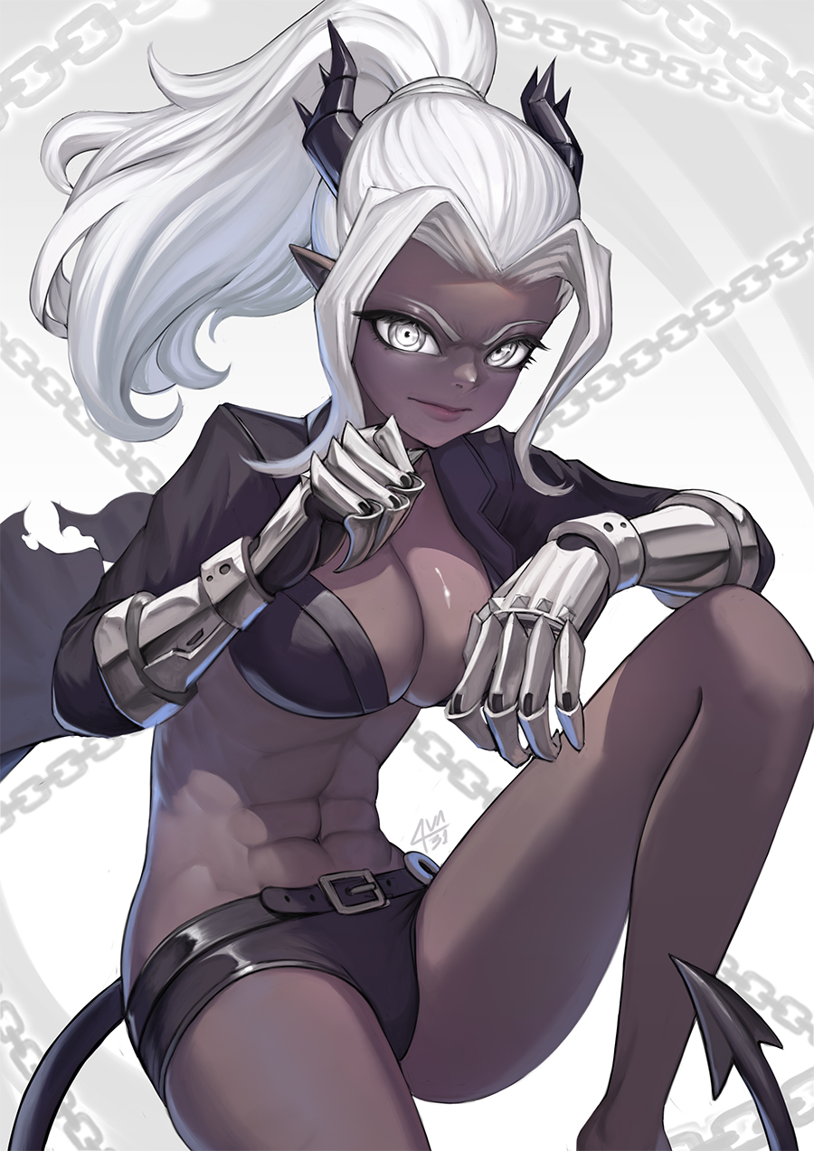 1girl, abs, bad_id, bad_pixiv_id, bare_legs, belt, belt_buckle, black_belt