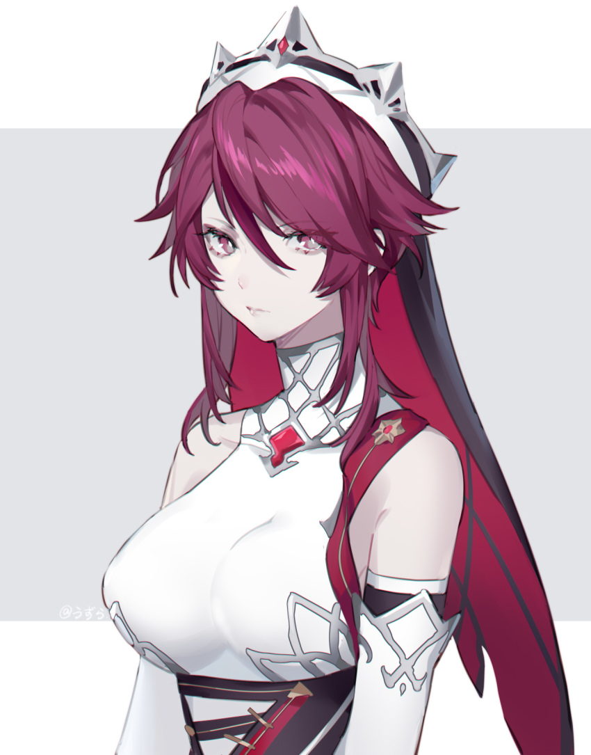 1girl, anchun_(quail0503), bare_shoulders, breasts, elbow_gloves, genshin_impact, gloves, half-closed_eyes