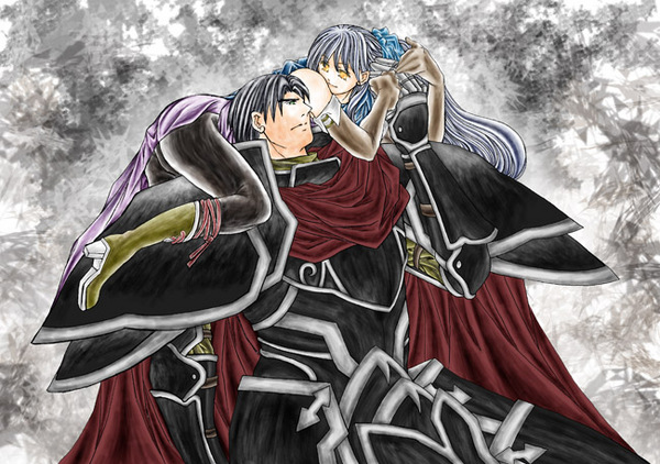 armor, black_hair, black_knight_(fire_emblem), cameltoe, cape, fire_emblem, fire_emblem:_radiant_dawn, looking_at_another