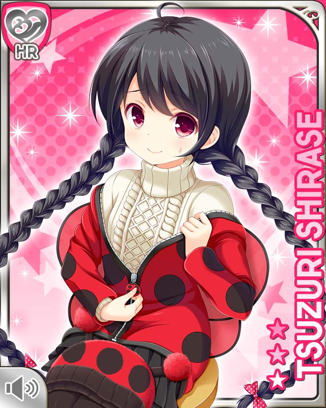 1girl, ahoge, black_hair, black_leggings, black_skirt, bow, card_(medium), character_name