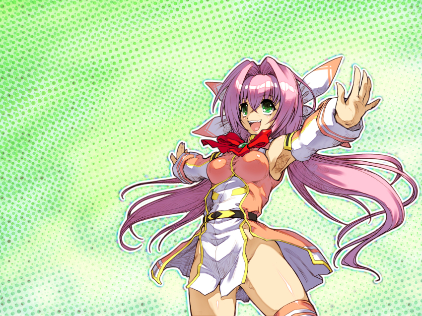 armpits, banpresto, green_eyes, highres, hisahiko, long_hair, outstretched_arms, pink_hair