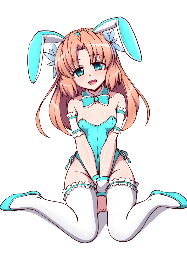 1girl, animal_ears, aqua_bow, aqua_bowtie, aqua_eyes, aqua_leotard, bow, bowtie