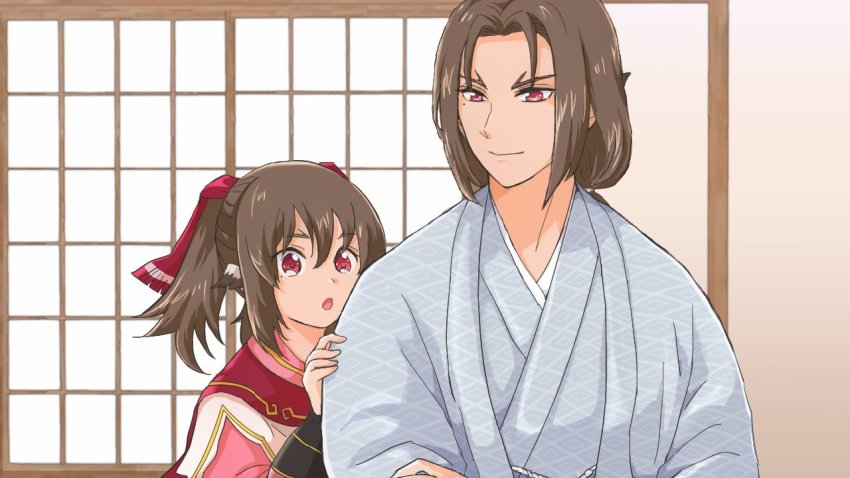 1boy, 1girl, animal_ears, aquaplus, brother_and_sister, hair_ribbon, long_hair, nekone_(utawarerumono)