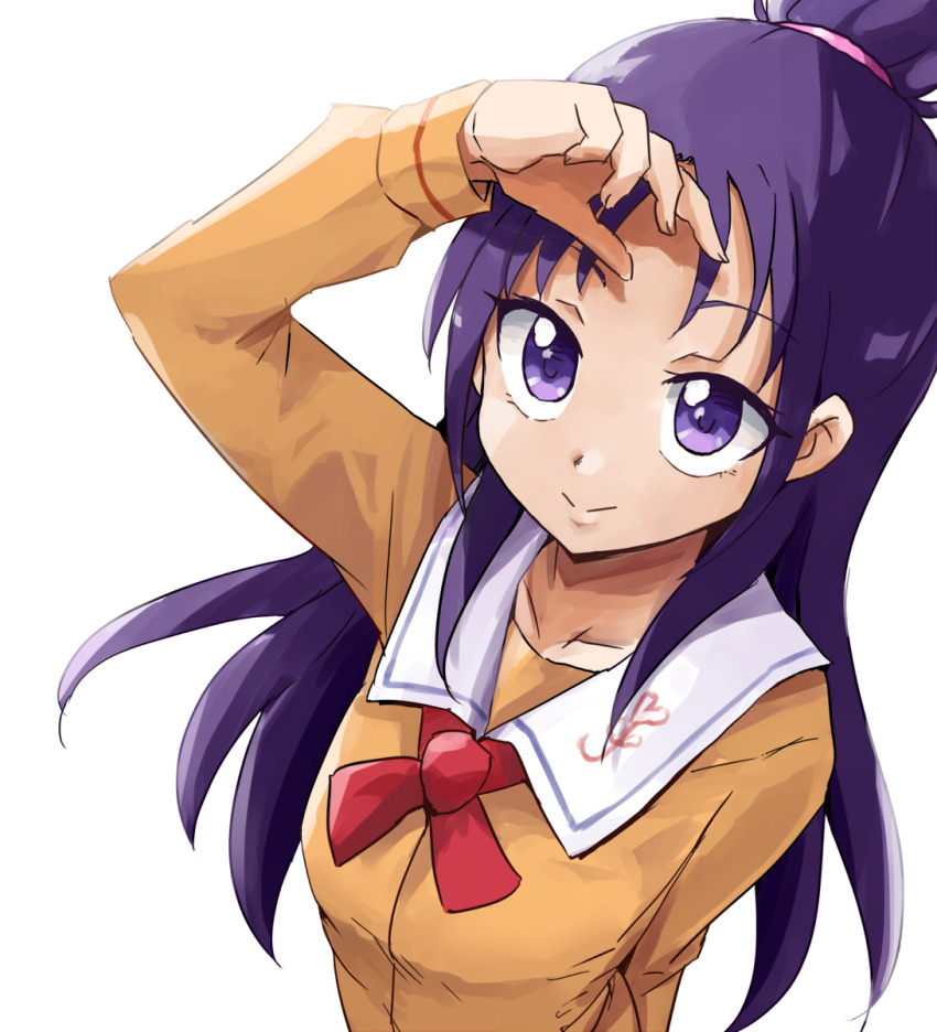 1girl, closed_eyes, futari_wa_precure_splash_star, hand_over_eyes, highres, long_hair, looking_up, mishou_mai