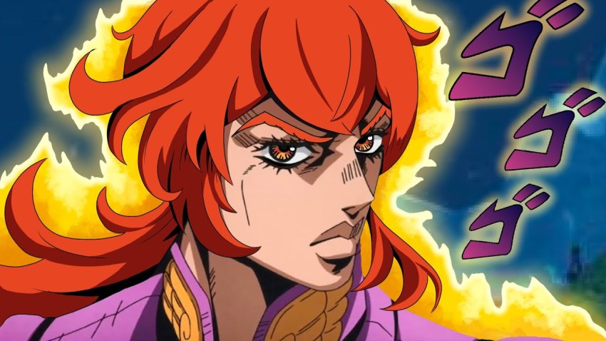 1boy, blue_sky, building, closed_mouth, collared_shirt, crossover, diluc_(genshin_impact), energy