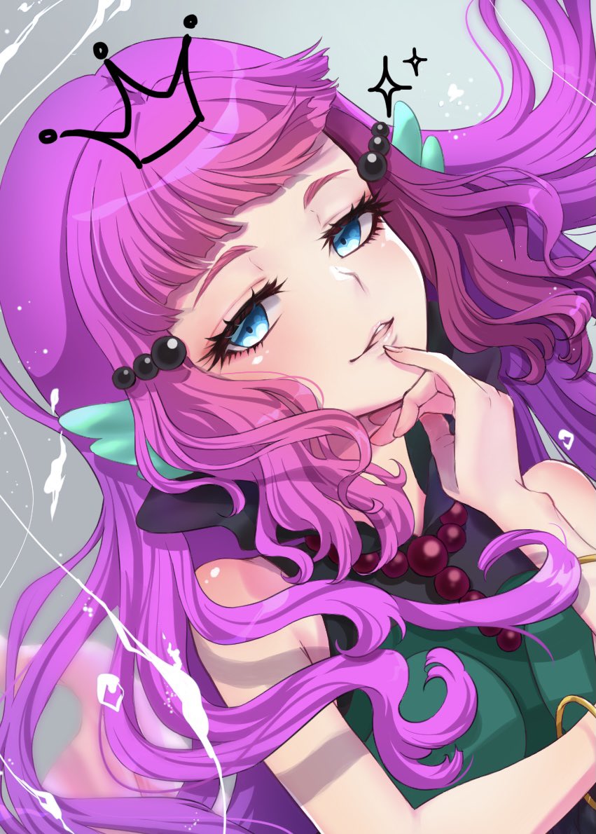 1girl, aqua_shirt, bangle, bare_shoulders, black_shirt, blouse, blue_eyes, blunt_bangs