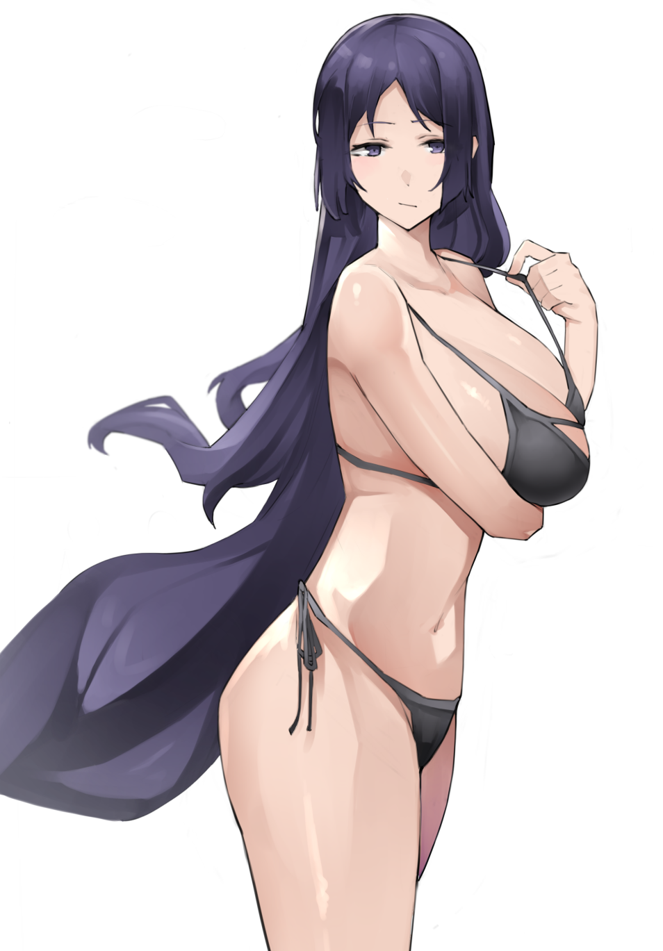 1girl, bare_shoulders, bikini, black_bikini, breasts, cleavage, collarbone, fate/grand_order
