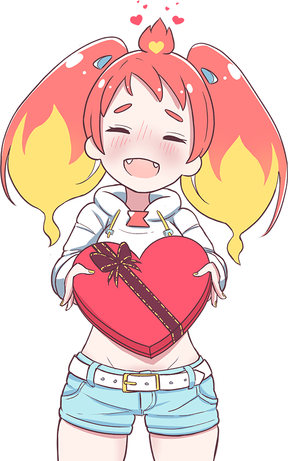 1girl, ahoge, cowboy_shot, closed_eyes, heart, hikasa_tomoshika, holding, midriff