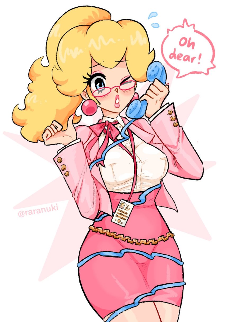 1girl, artist_name, blonde_hair, blue_eyes, blush, bow, bowtie, breasts