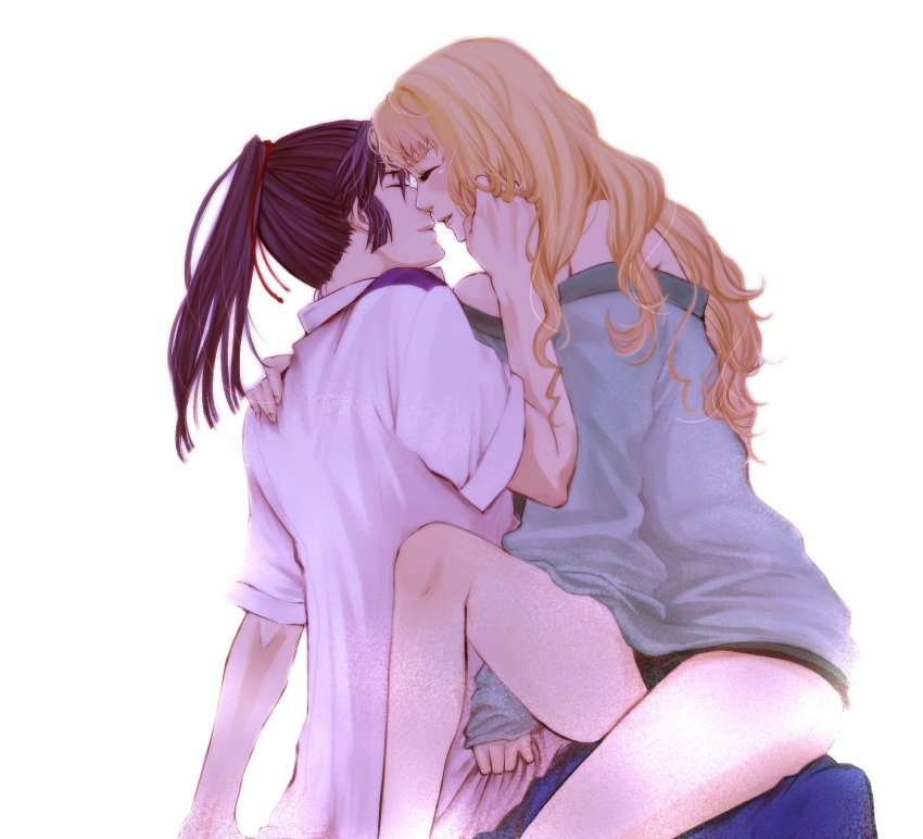 00s, 1boy, 1girl, blonde_hair, couple, hachiya_nanao, hetero, highres