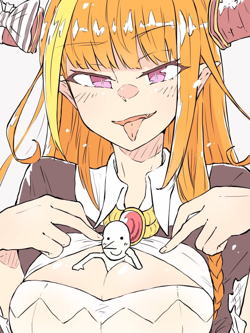 1girl, 1other, between_breasts, black_jacket, blonde_hair, bow, braid, breasts